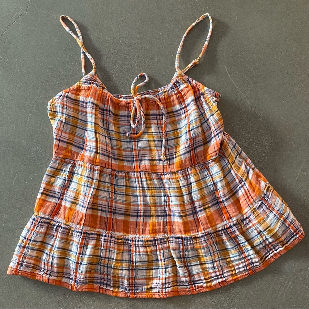 plaid flowy tank top